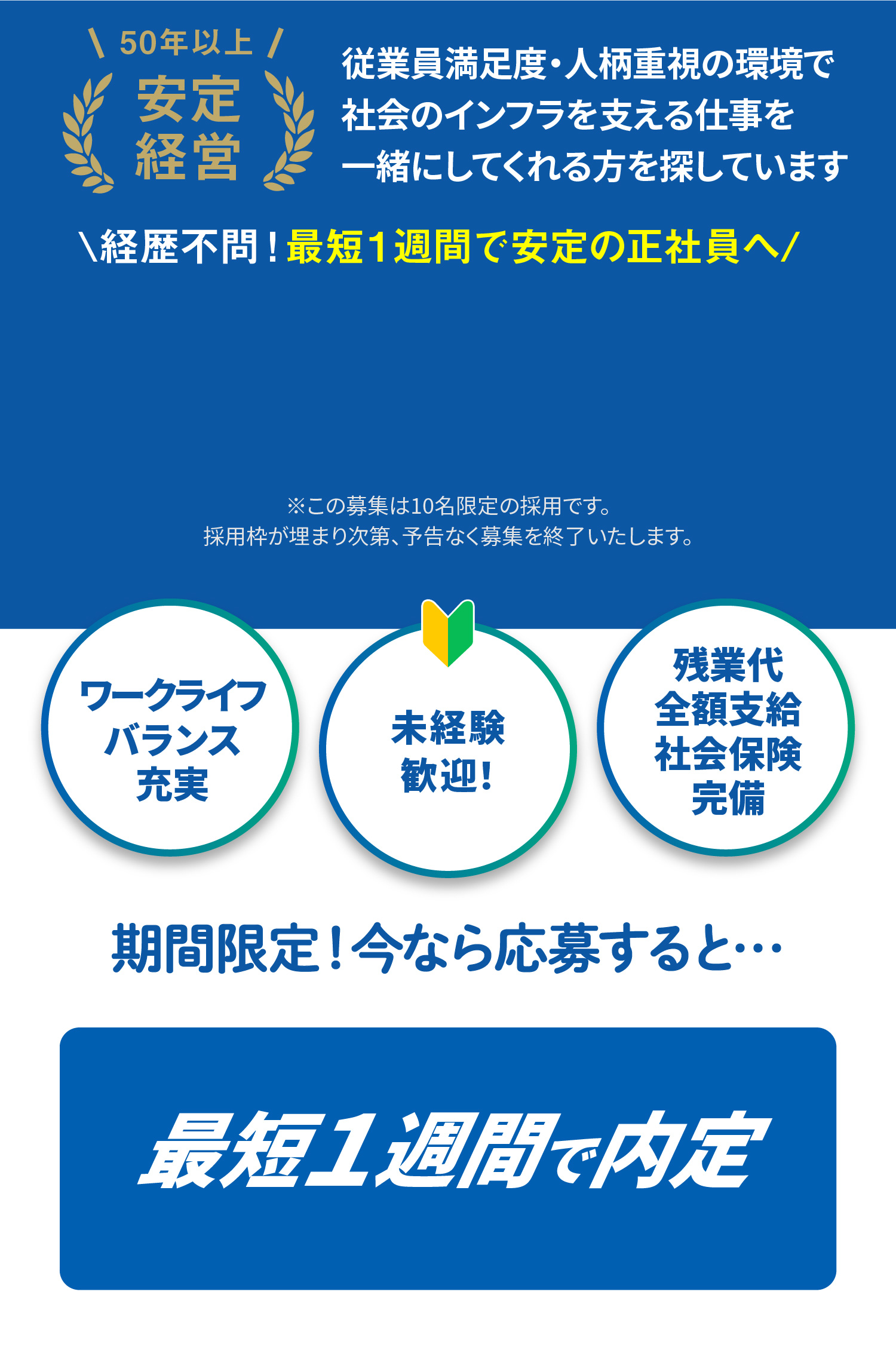 経歴不問!最短1週間で安定の正社員へ