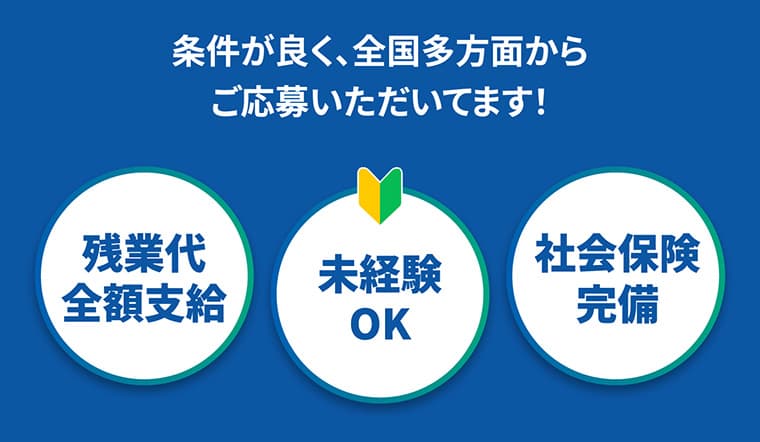 条件が良く、全国多方面からご応募いただいてます！